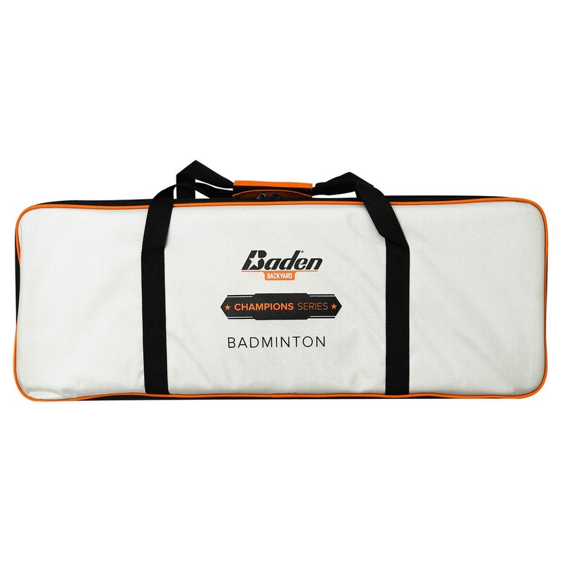 Baden Champions Portable Badminton Set | Regulation Net, 4 Racquets, 3 Shuttlecocks, Boundary & Carry Bag | Ideal for Backyard Fun | Orange/Gray - Image 4